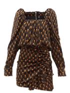 Matchesfashion.com Dodo Bar Or - Michel Floral Print Velvet Mini Dress - Womens - Black Multi