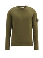 Matchesfashion.com Stone Island - Logo-patch Cotton-jersey Sweater - Mens - Green