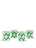 Les Ottomans - Set Of Four Ikat-print Tumbler Glasses - Green Multi