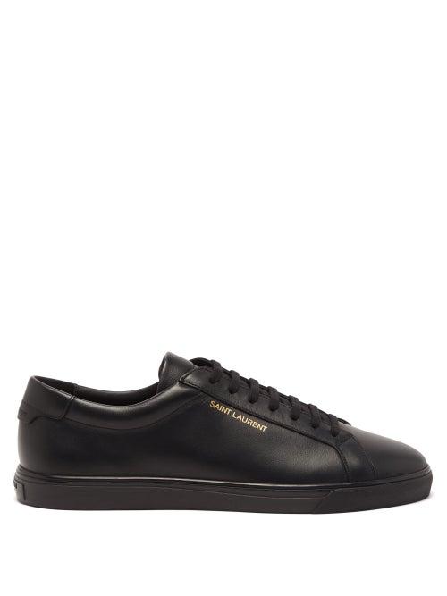 Saint Laurent - Andy Foiled-logo Leather Trainers - Mens - Black