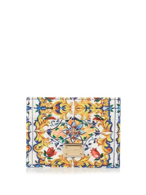 Dolce & Gabbana Majolica-print Leather Cardholder