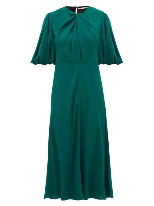 Matchesfashion.com Emilia Wickstead - Magnolia Puff-sleeve Georgette Midi Dress - Womens - Dark Green