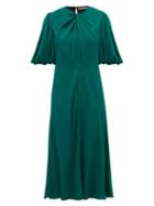 Matchesfashion.com Emilia Wickstead - Magnolia Puff-sleeve Georgette Midi Dress - Womens - Dark Green