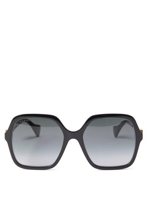 Gucci - Oversized Hexagonal Acetate Sunglasses - Womens - Black