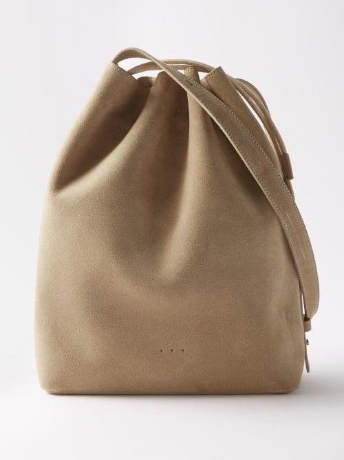 Aesther Ekme - Marin Suede Drawstring Shoulder Bag - Womens - Beige