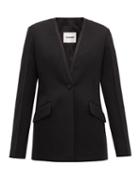 Matchesfashion.com Jil Sander - P.m. Collarless Wool Tuxedo Jacket - Womens - Black