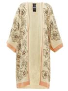 Matchesfashion.com Etro - Floral Print Silk Crepe Kimono Style Jacket - Womens - Beige Multi