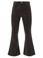 Matchesfashion.com Frame - Cropped Kick-flare Leather Trousers - Womens - Black