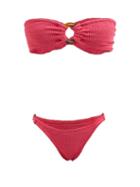 Hunza G - Gloria High-leg Crinkle-jersey Bandeau Bikini - Womens - Fuchsia