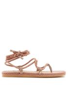 Matchesfashion.com Valentino - Satin Rope Wraparound Sandals - Womens - Nude