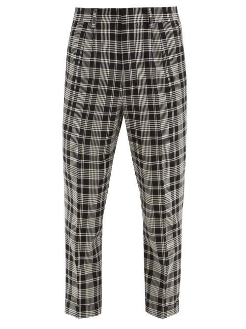 Matchesfashion.com Ami - Check Cotton Carrot-leg Trousers - Mens - Black Multi