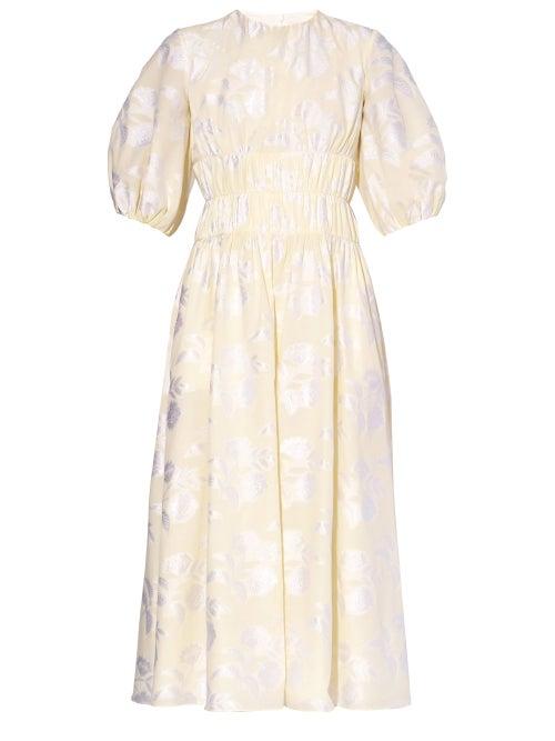 Matchesfashion.com Erdem - Theodosia Puff-sleeve Fil-coup Dress - Womens - Ivory