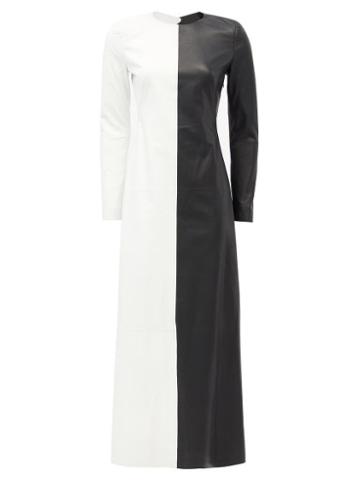 Matchesfashion.com Gabriela Hearst - Currie Cutout Leather Dress - Womens - Black White
