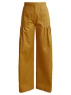 Matchesfashion.com Duro Olowu - High Rise Wide Leg Cotton Denim Trousers - Womens - Dark Yellow
