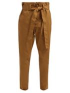 Matchesfashion.com Colville - Belted High Rise Cotton Gabardine Trousers - Womens - Brown