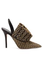 Matchesfashion.com Andrea Mondin - Colette Ruffled Jacquard Slingback Pumps - Womens - Black Gold