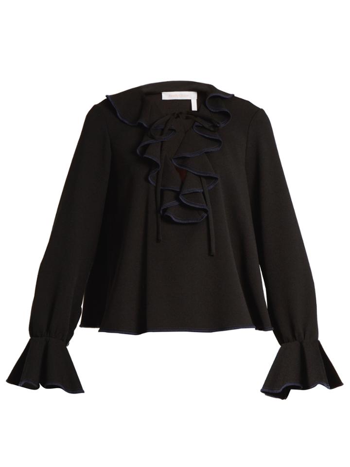 See By Chloé Ruffled Stretch-crepe Top