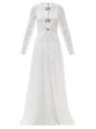Matchesfashion.com Christopher Kane - Crystal-embellished Floral-tulle Dress - Womens - White