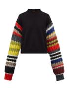 Matchesfashion.com Colville - Rib Knitted Sleeve Wool Blend Sweater. - Womens - Black Multi