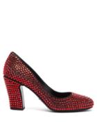 Matchesfashion.com Prada - Crystal Embellished Leather Pumps - Womens - Red