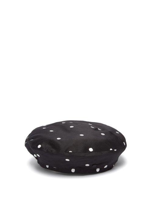 Matchesfashion.com Maison Michel - New Billy Polka Dot Silk Beret - Womens - Black