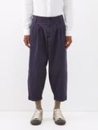 Ymc - Creole Pleated Cotton-twill Trousers - Mens - Navy