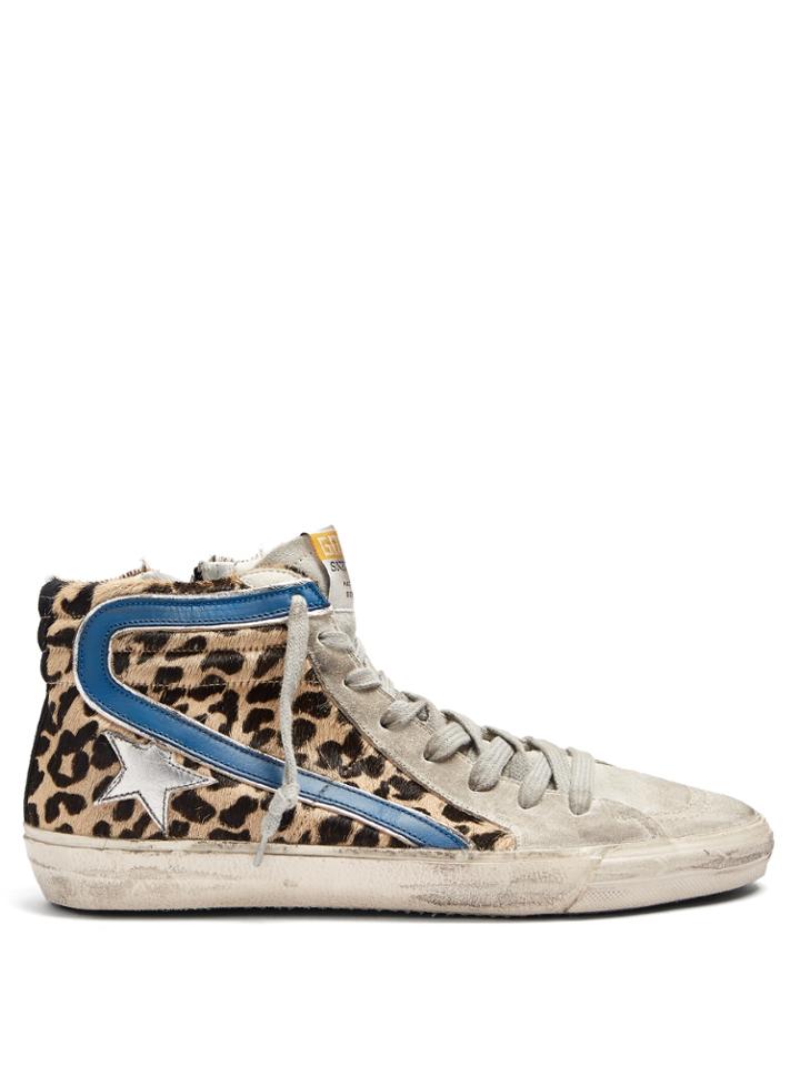 Golden Goose Deluxe Brand Slide High-top Calf-hair Trainers