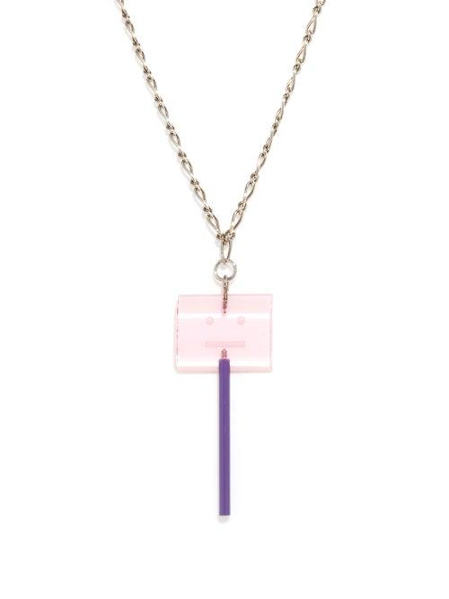 Acne Studios - Face-pendant Necklace - Mens - Bright Pink