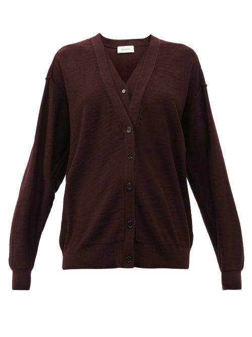 Matchesfashion.com Lemaire - Double-front Merino-wool And Dralon Cardigan - Womens - Burgundy