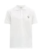 Matchesfashion.com Alexander Mcqueen - Zardozi Embroidered-skull Cotton-piqu Polo Shirt - Mens - White