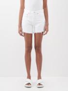 Agolde - Parker Frayed Denim Shorts - Womens - White