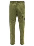 Stone Island - Brushed-cotton Cargo Trousers - Mens - Green