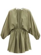 Matchesfashion.com Loup Charmant - Kitta Open-back Organic-cotton Mini Dress - Womens - Dark Green
