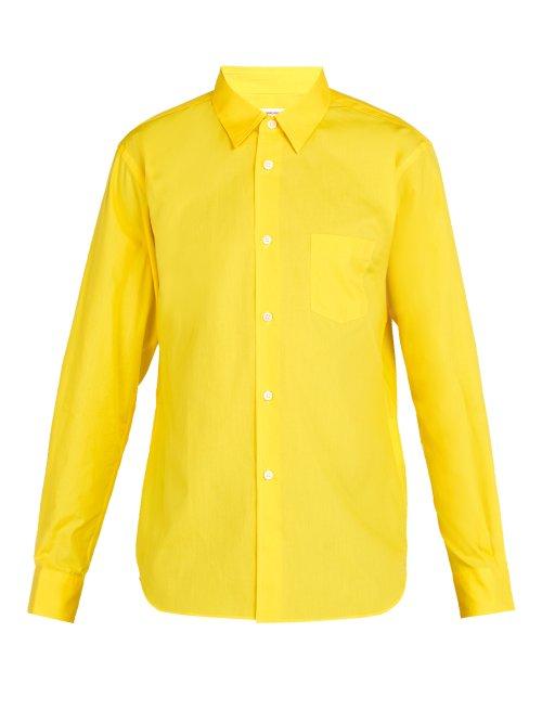 Matchesfashion.com Comme Des Garons Shirt - Logo Cotton Poplin Shirt - Mens - Yellow