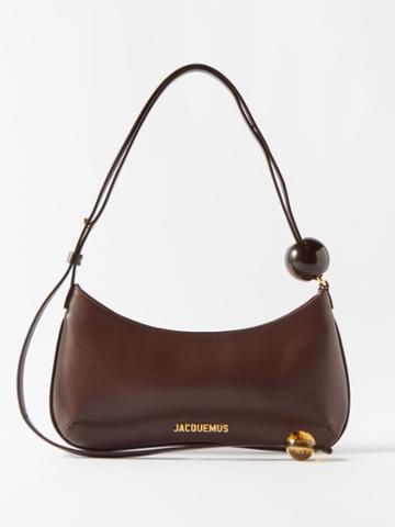 Jacquemus - Bisou Perle Leather Shoulder Bag - Womens - Dark Brown