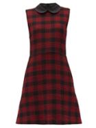Matchesfashion.com Redvalentino - Peter Pan Collar Checked Mini Dress - Womens - Black Red