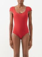 Marysia - Mexico Reversible Scoop-neck Scalloped Swimsuit - Womens - Dark Red