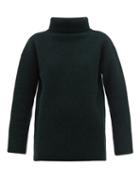 Matchesfashion.com Jacquemus - Agde Ribbed Knit Roll Neck Wool Blend Sweater - Womens - Dark Green