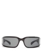 Matchesfashion.com Balenciaga - Wraparound Rectangular Acetate Sunglasses - Mens - Black