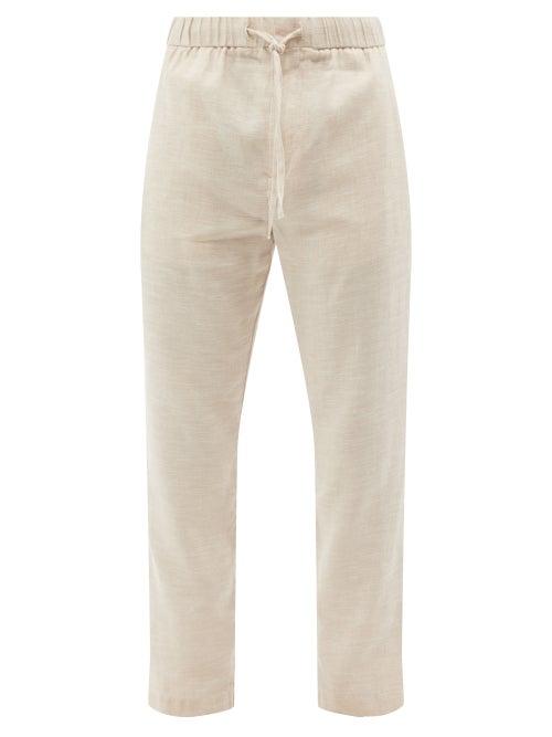 Frescobol Carioca - Linen-blend Canvas Slim-leg Trousers - Mens - Beige