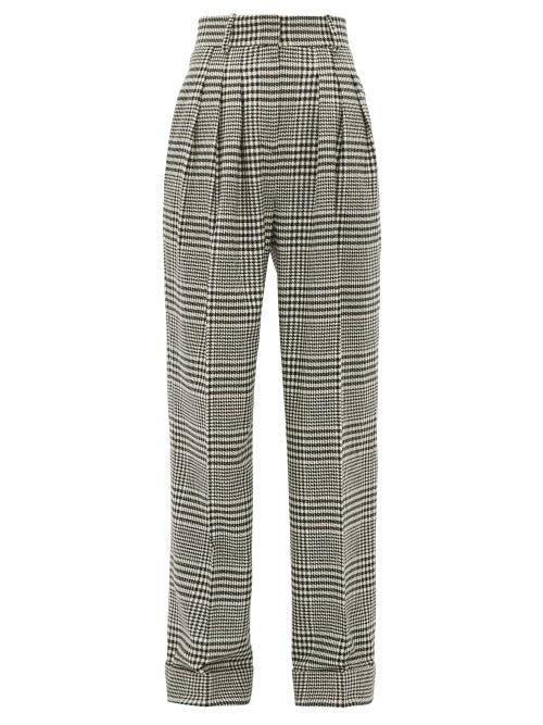 Matchesfashion.com Emilia Wickstead - Francis Prince Of Wales Wool Blend Trousers - Womens - Black White