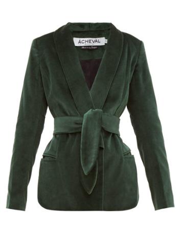 Matchesfashion.com Cheval Pampa - Tero Cotton Velvet Blazer - Womens - Green