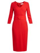 Matchesfashion.com Goat - Fox V Neck Wool Crepe Pencil Dress - Womens - Red