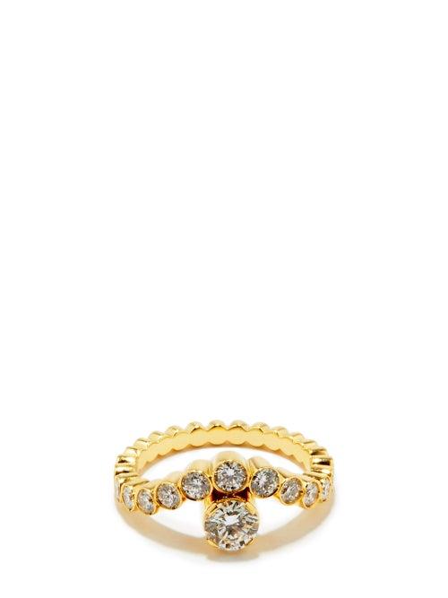 Sophie Bille Brahe - Celestine Grace Diamond & 18kt Gold Ring - Womens - Yellow Gold