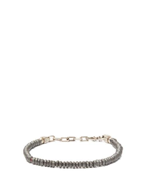 Matchesfashion.com Title Of Work - Pyrite And Ruby Beaded Bracelet - Mens - Silver