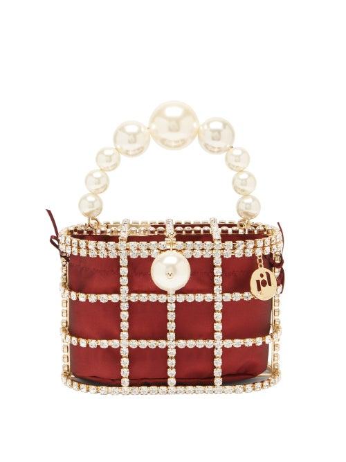 Ladies Bags Rosantica - Holli Crystal-embellished Cage Handbag - Womens - Red Multi