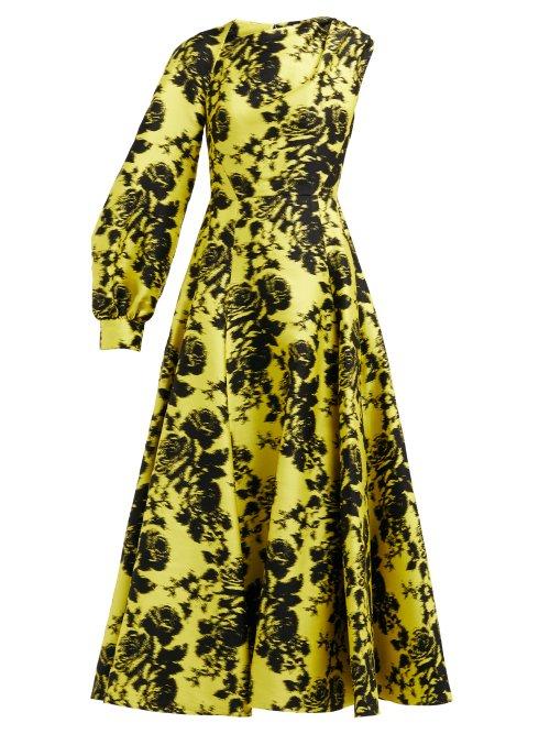 Matchesfashion.com Erdem - Rose Jacquard Cotton Blend Gown - Womens - Yellow Multi