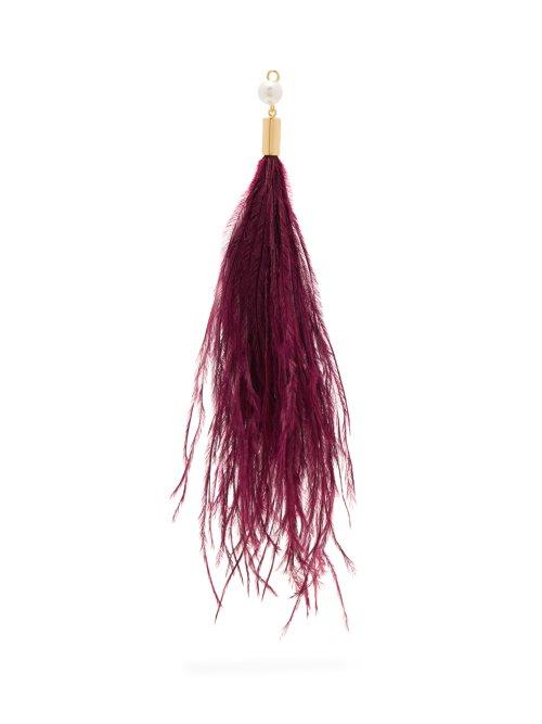 Matchesfashion.com Hillier Bartley - Feather Single Earring Charm - Womens - Burgundy