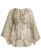 On The Island Leopard-print Cotton-voile Kaftan