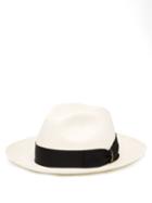Matchesfashion.com Borsalino - Ribbon-trimmed Straw Panama Hat - Mens - Black